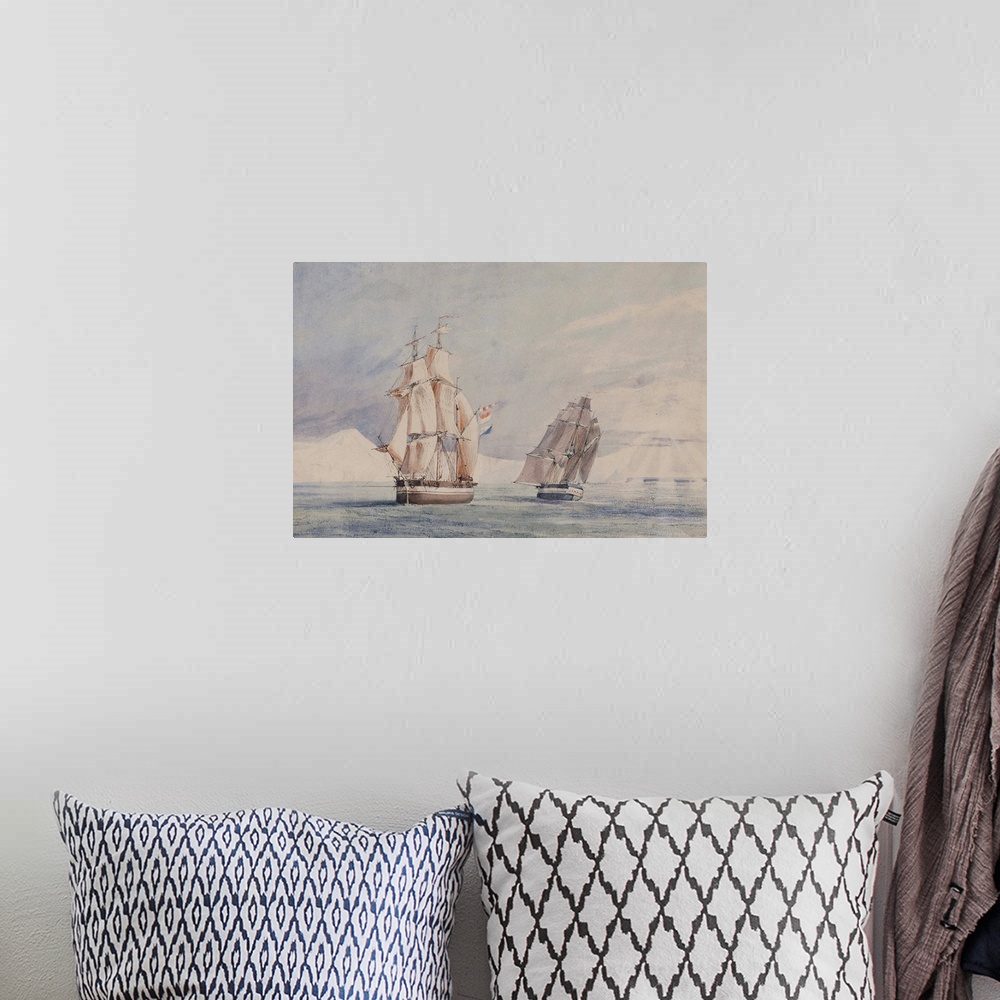 A bohemian room featuring H.M. Ships Erebus and Terror in the Ross Sea (w/c on paper)