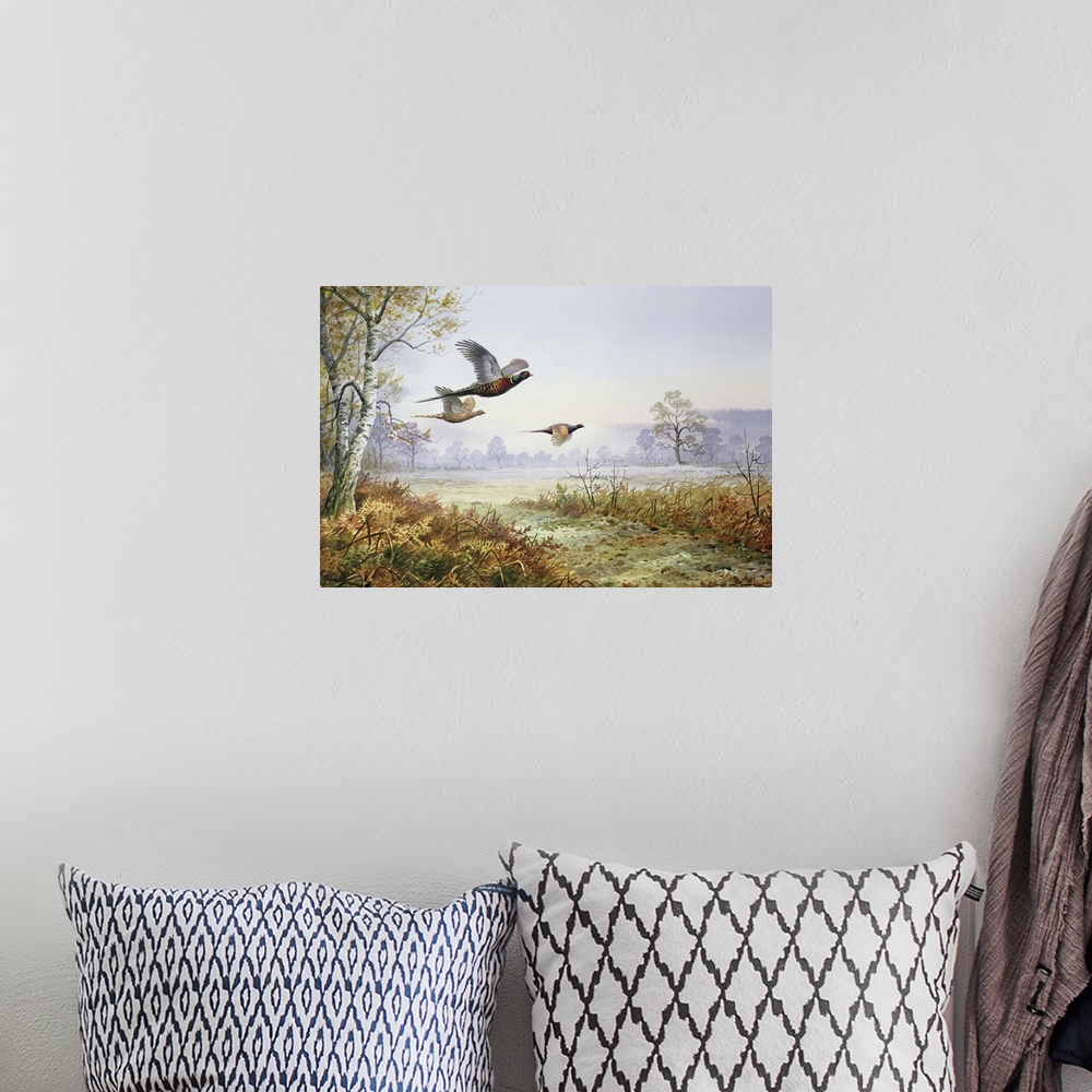 A bohemian room featuring Pheasants in Flight