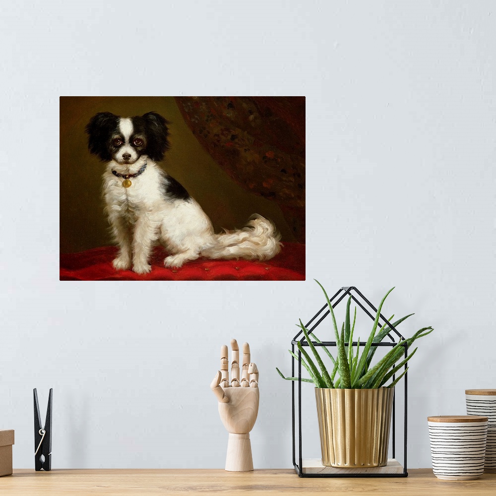 A bohemian room featuring Portrait of a Spaniel