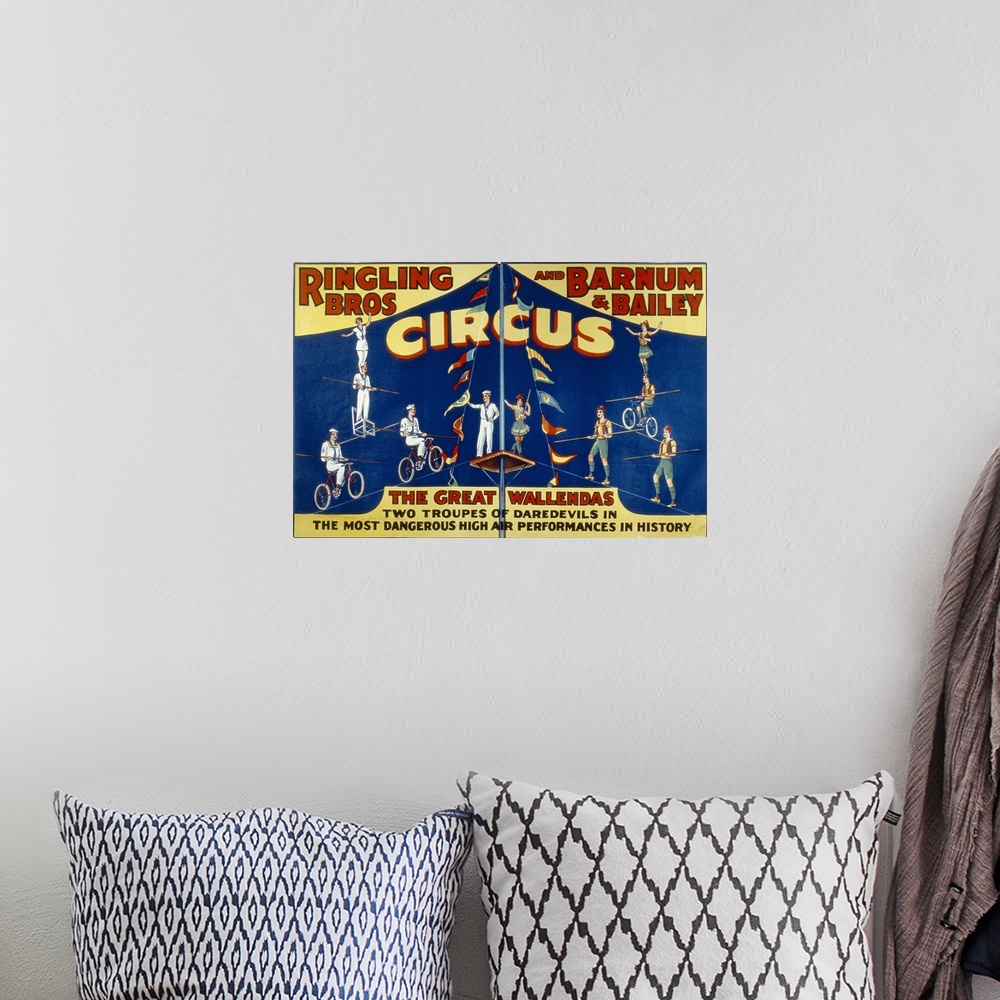 A bohemian room featuring Poster advertising the 'Ringling Bros. and Barnum