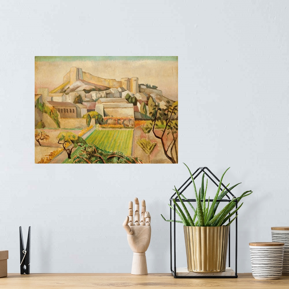 A bohemian room featuring Provencal landscape (oil on canvas)