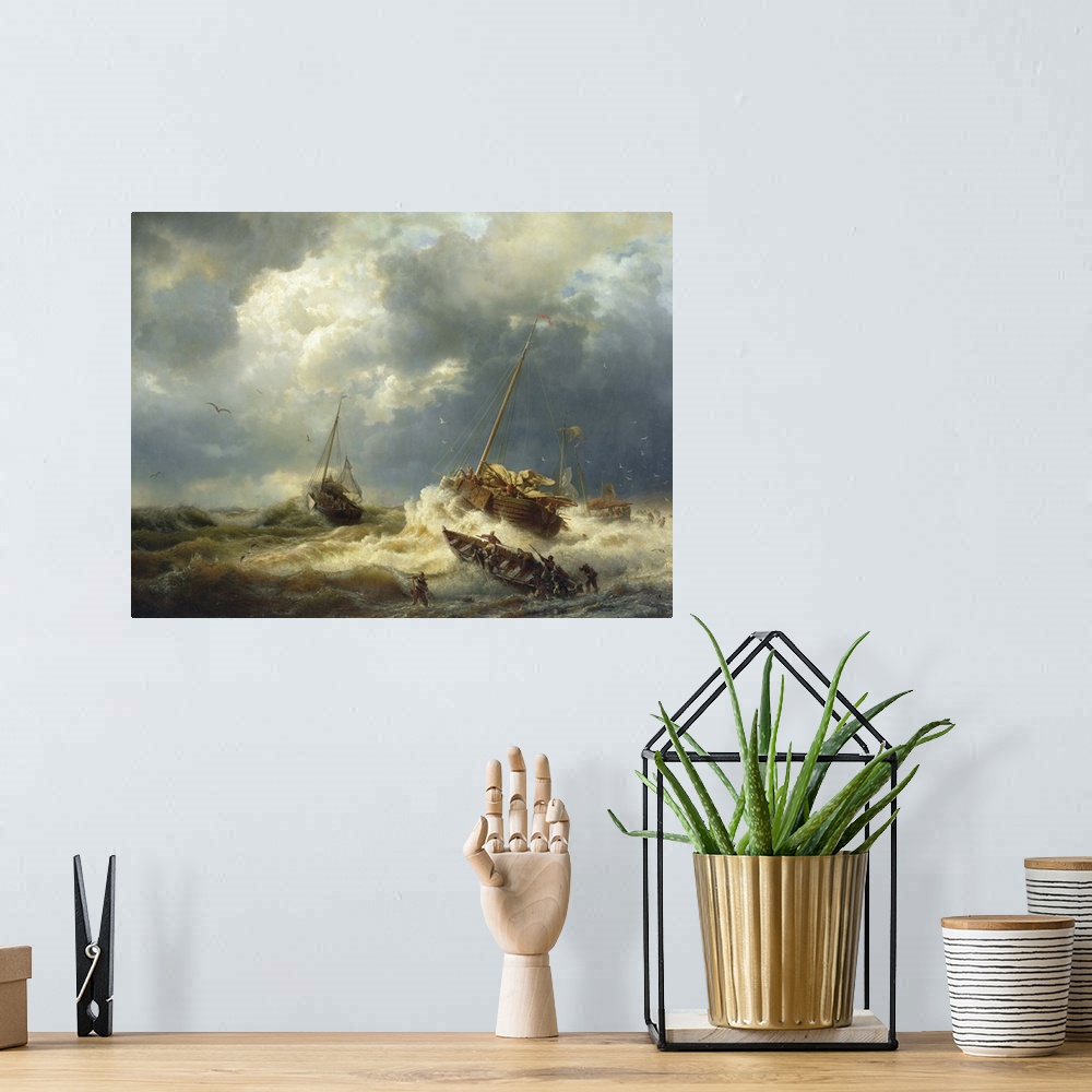 A bohemian room featuring Ships in a Storm on the Dutch Coast, 1854