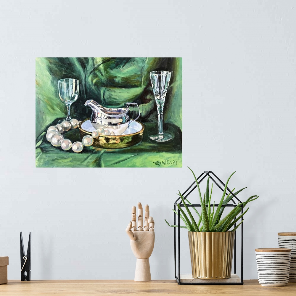 A bohemian room featuring Still Life With Silver Jug, 2021
