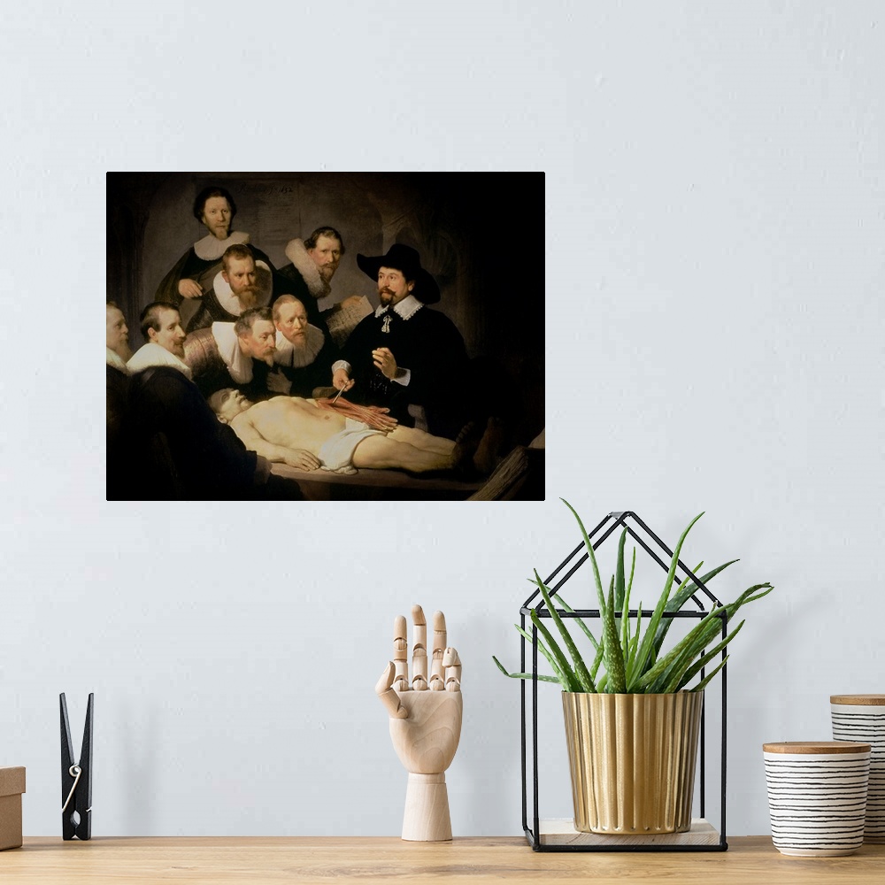 A bohemian room featuring BAL7543 The Anatomy Lesson of Dr. Nicolaes Tulp, 1632 (oil on canvas)  by Rembrandt Harmensz. van...