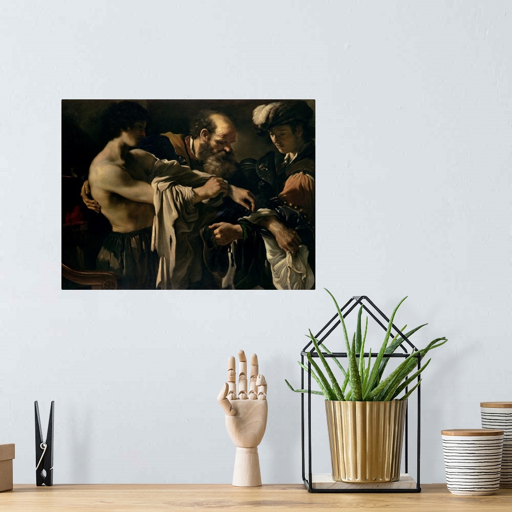 A bohemian room featuring XAM70498 The Return of the Prodigal Son  by Guercino (Giovanni Francesco Barbieri) (1591-1666); o...
