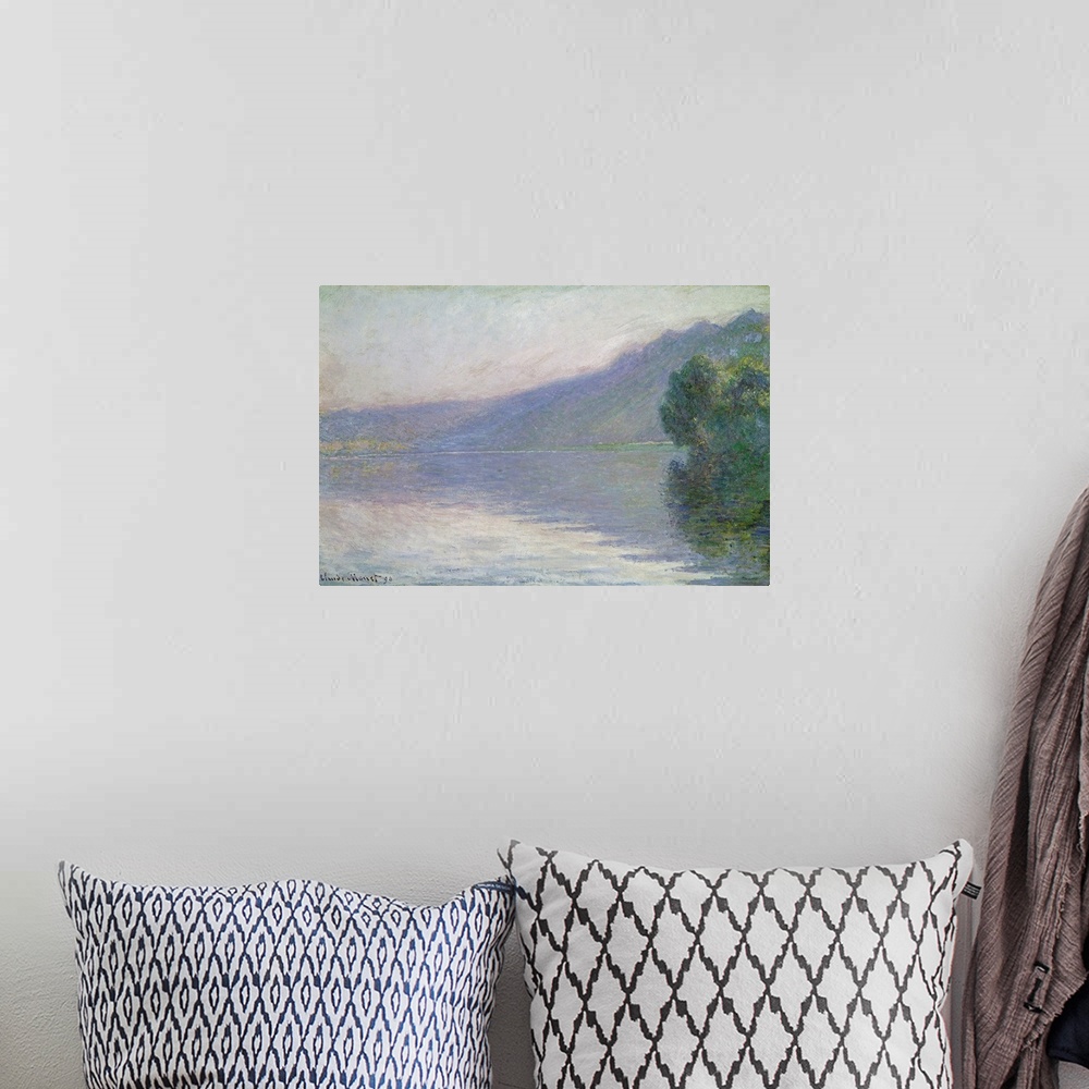 A bohemian room featuring Impressionist painting by Claude Monet of the Seine river in France.