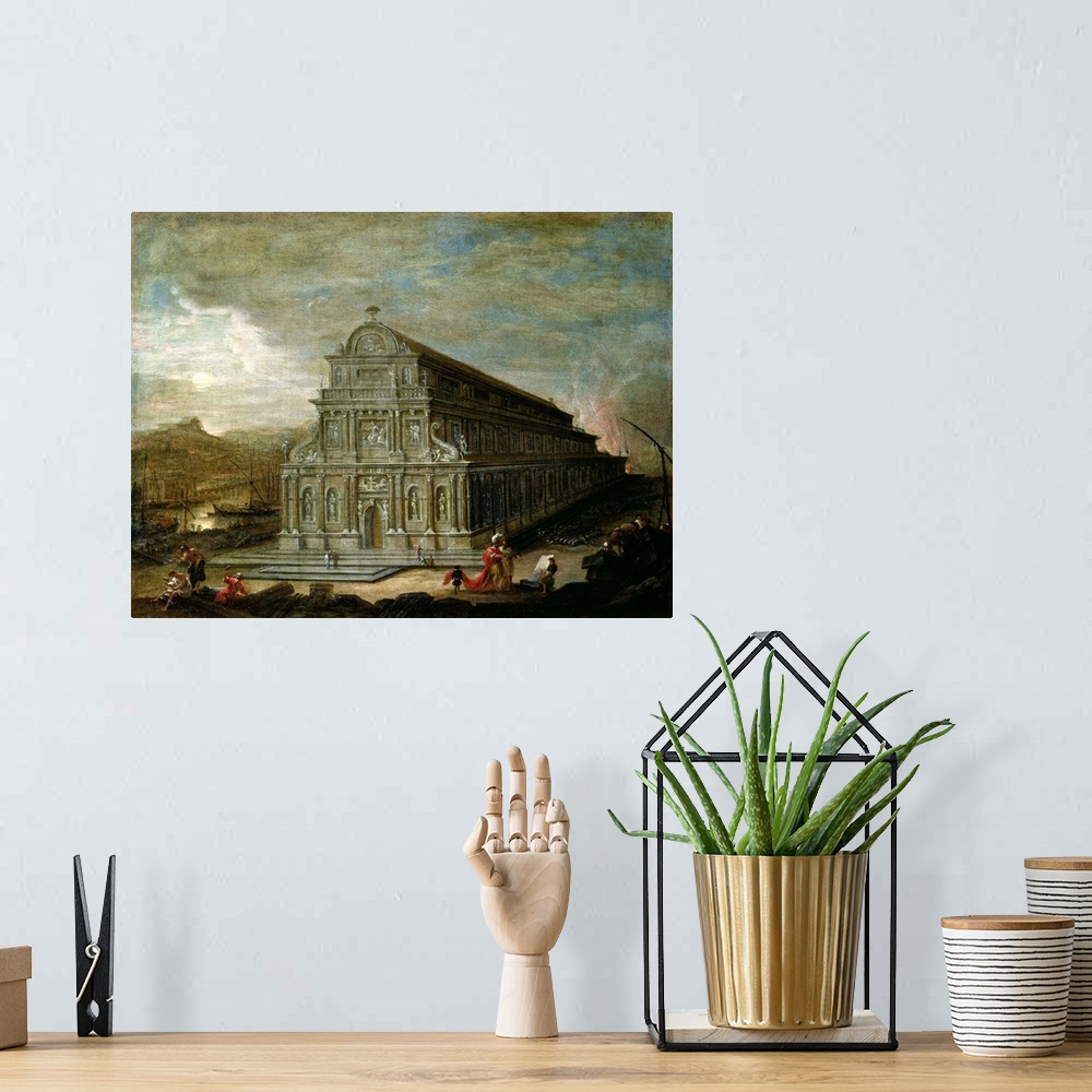 A bohemian room featuring XIR28043 The Seven Wonders of the World: The Temple of of Diana at Ephesus (oil on canvas)  by Eh...