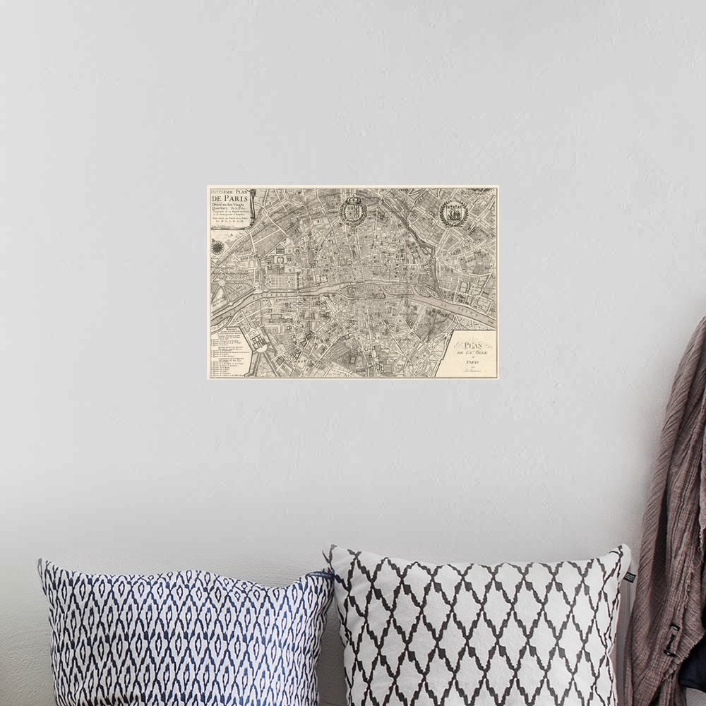 A bohemian room featuring Vintage map of Paris.