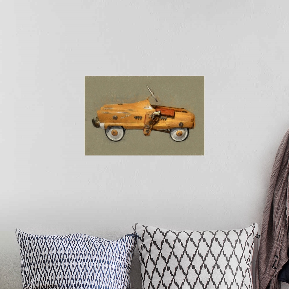 A bohemian room featuring Roy Rogers Pedal Car