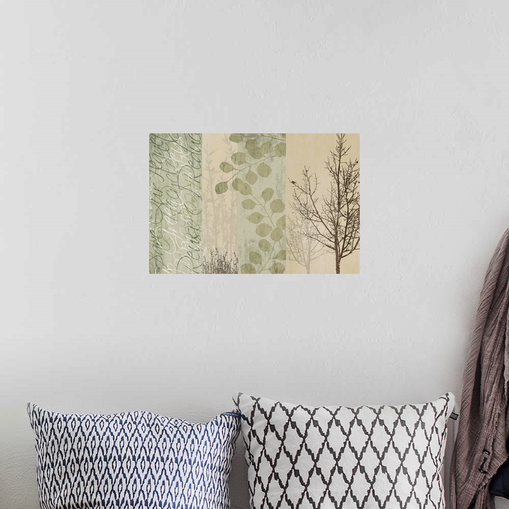 A bohemian room featuring A horizontal digital composite of four individual images in a Earth Day theme.