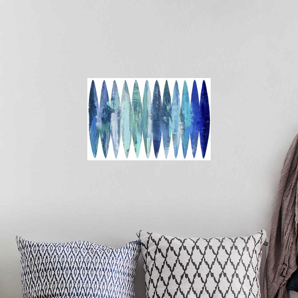 A bohemian room featuring Abstract Surfboards Blues
