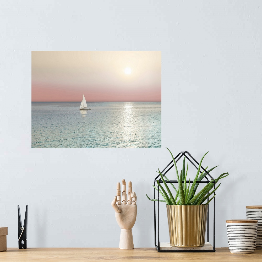 A bohemian room featuring Ocean Reflection Sailboat