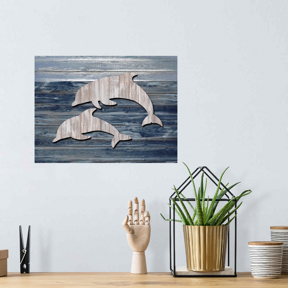 A bohemian room featuring Wood Sea Animals Dophins
