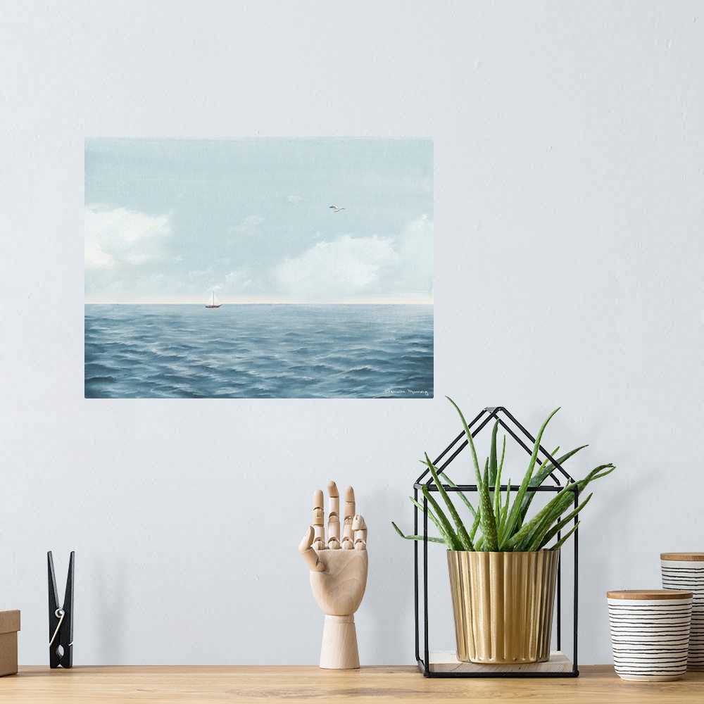 A bohemian room featuring The call of the ocean pulls the viewer into this lovely seascape