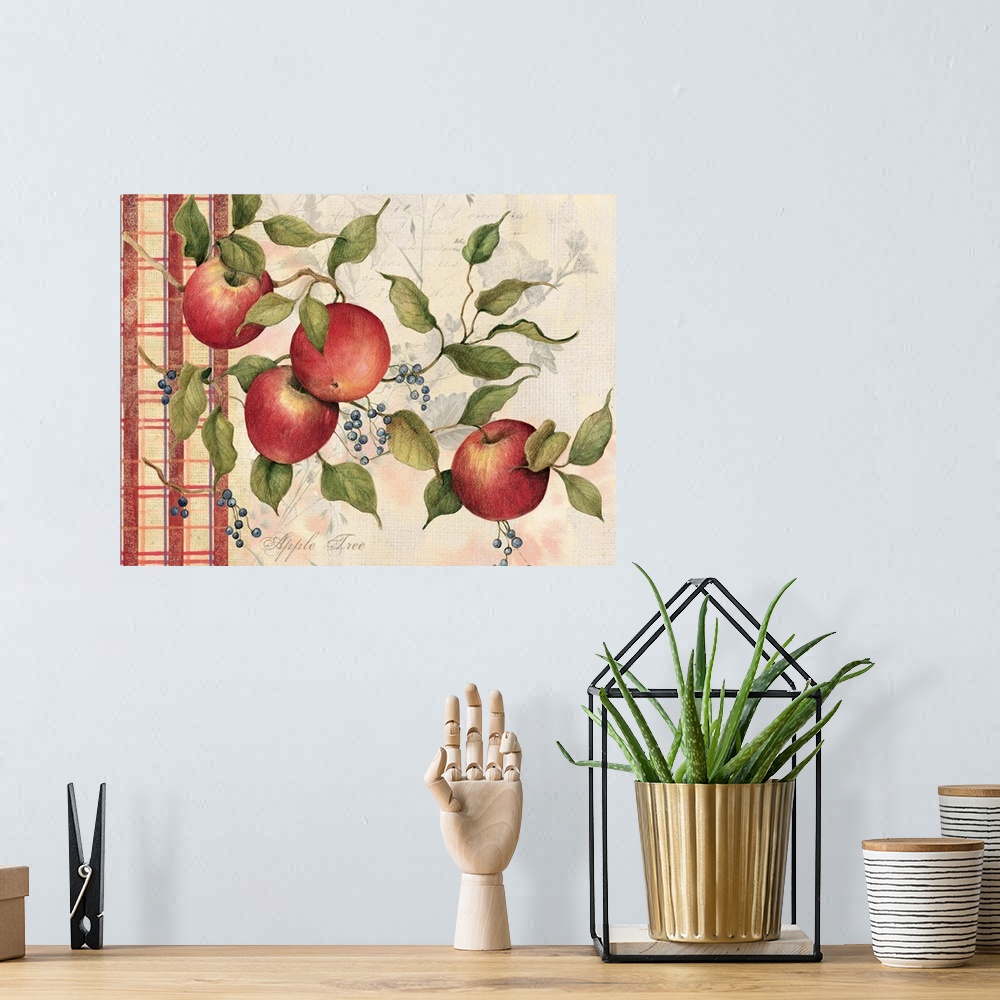 A bohemian room featuring The ubiquitous apple is the star of this lovely orchard scene.