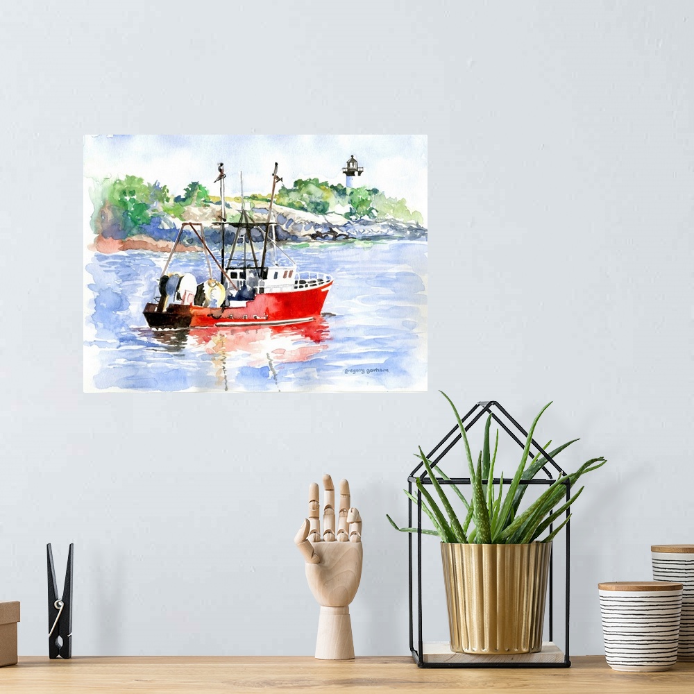 A bohemian room featuring Red Boat & Lighthouse
