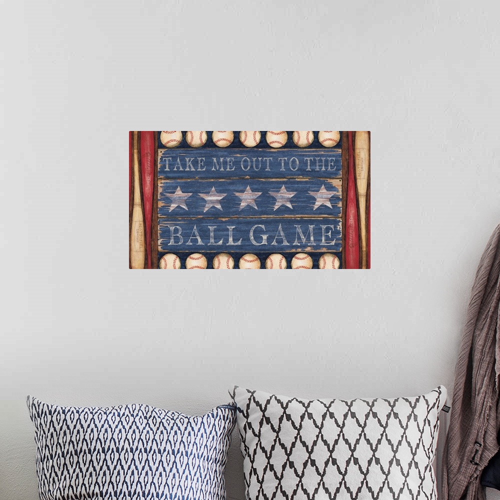 A bohemian room featuring America's favorite pastime, Baseball!
