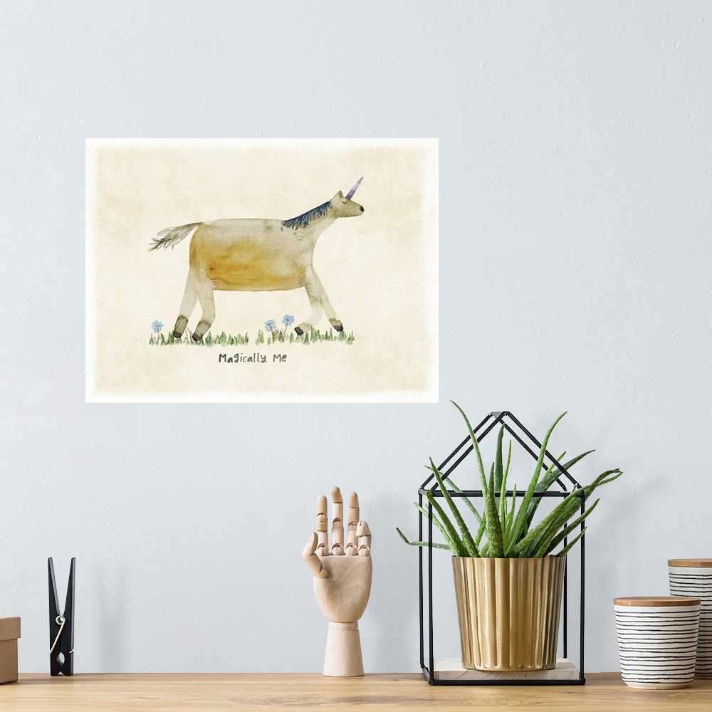 A bohemian room featuring Whimsy abounds in this sweet depiction for a magical unicorn.