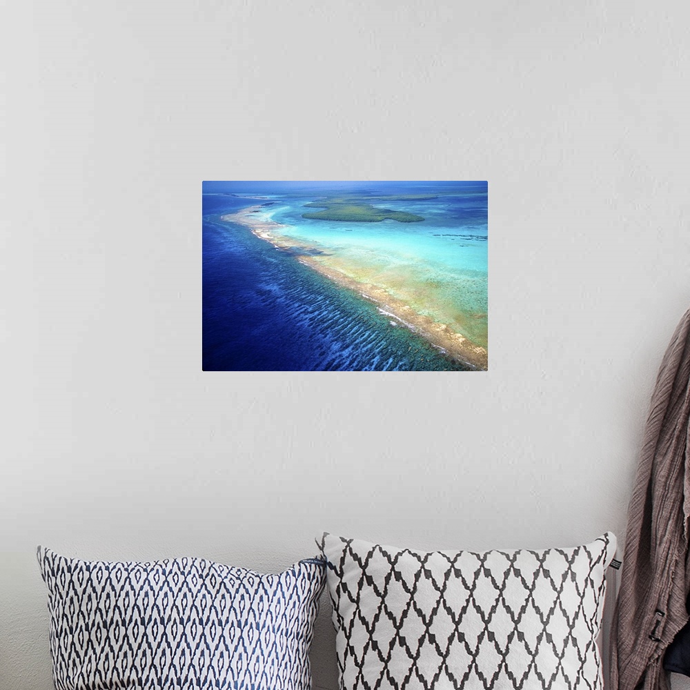 A bohemian room featuring Aerial view of Barrier Reef, Belize, Central America.
