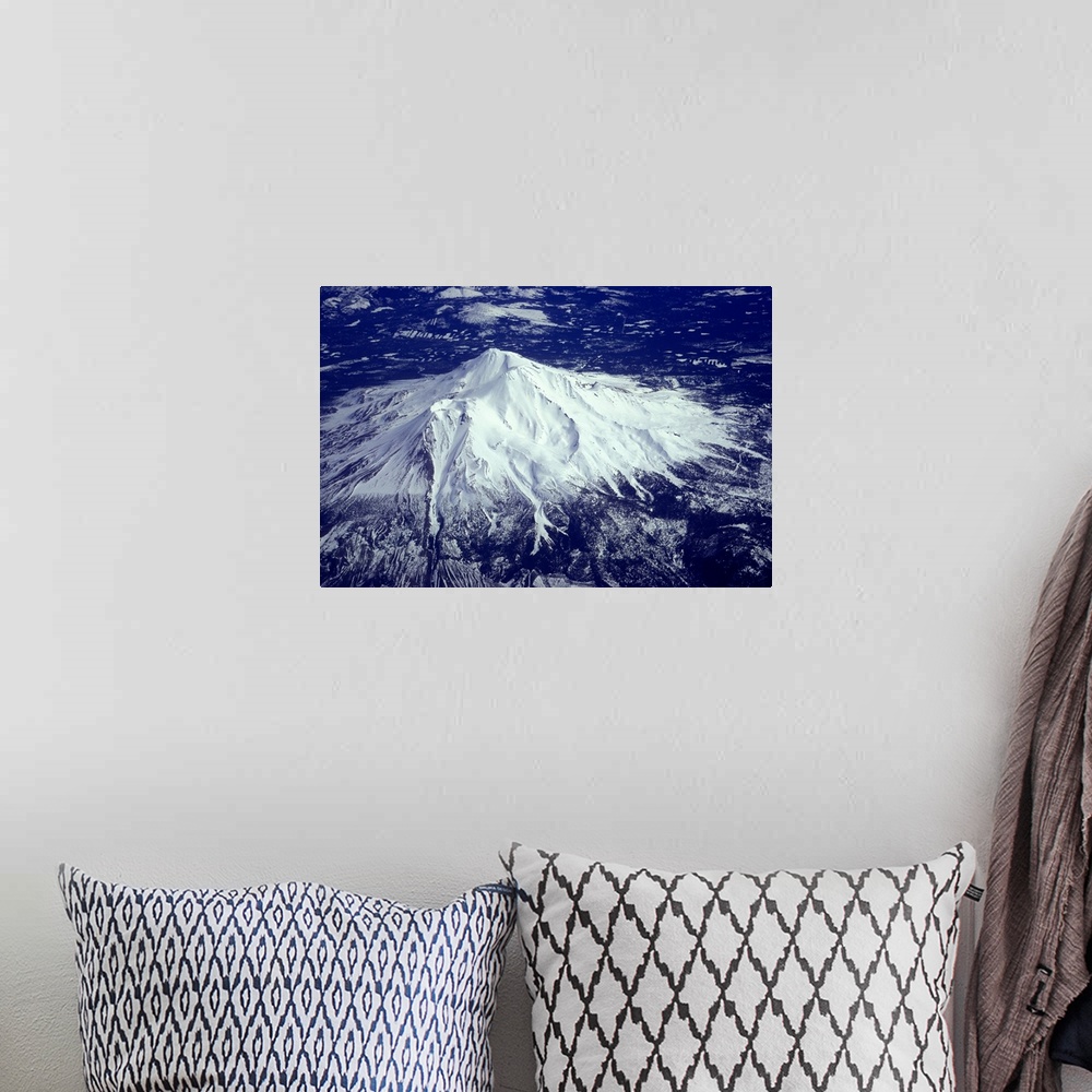 A bohemian room featuring Aerial view of Three Sisters Mountains in Central Cascades of Oregon.