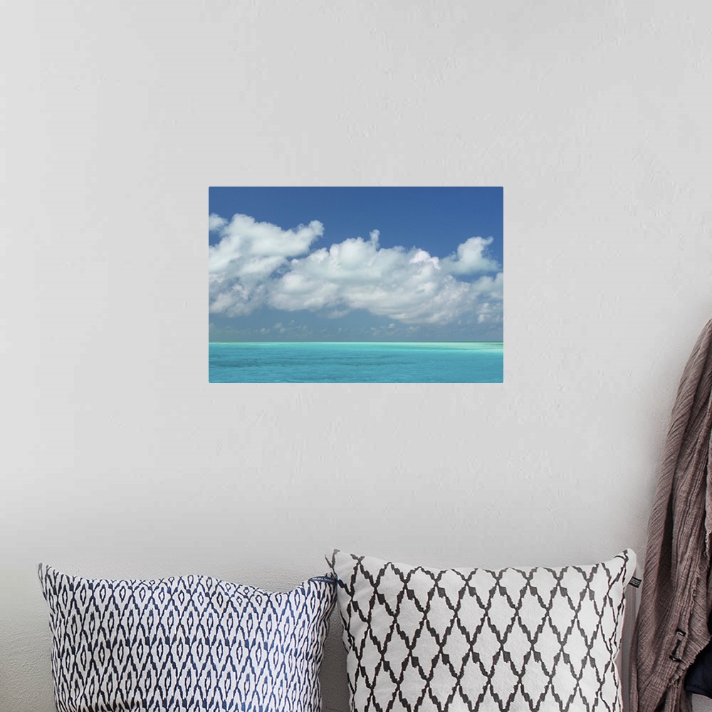 A bohemian room featuring Bahamas, Exuma Island. Seascape of aqua ocean.