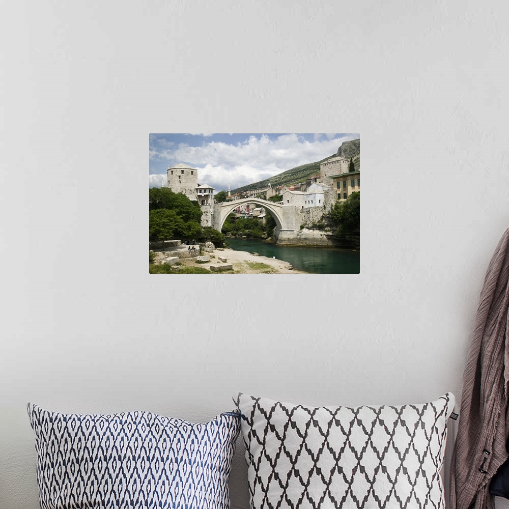 A bohemian room featuring Bosnia-Hercegovia - Mostar. The Old Bridge "Stari Most" - (b.1556/destroyed in 1993 / rebuilt in ...
