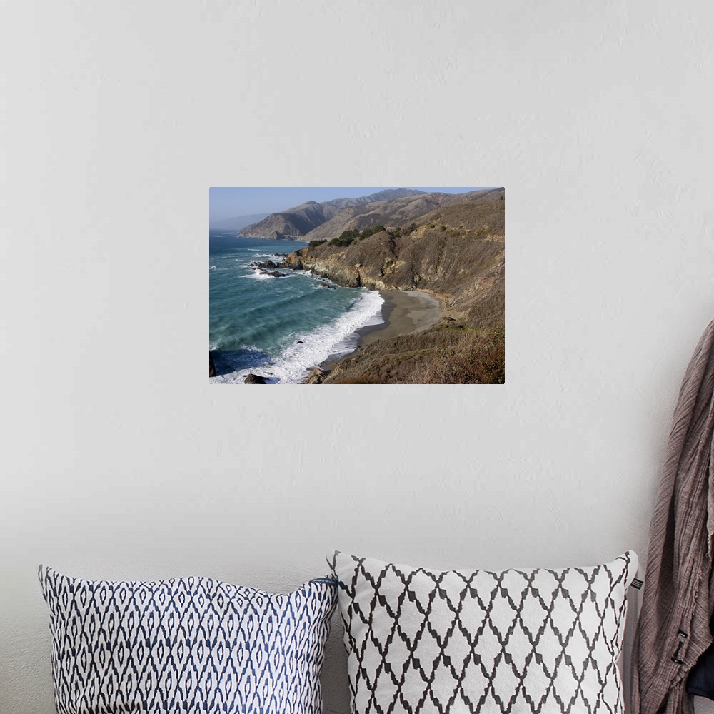 A bohemian room featuring USA, California. Big Sur, view from Highway 1 of the coastline with Bixby Bridge in the distance.