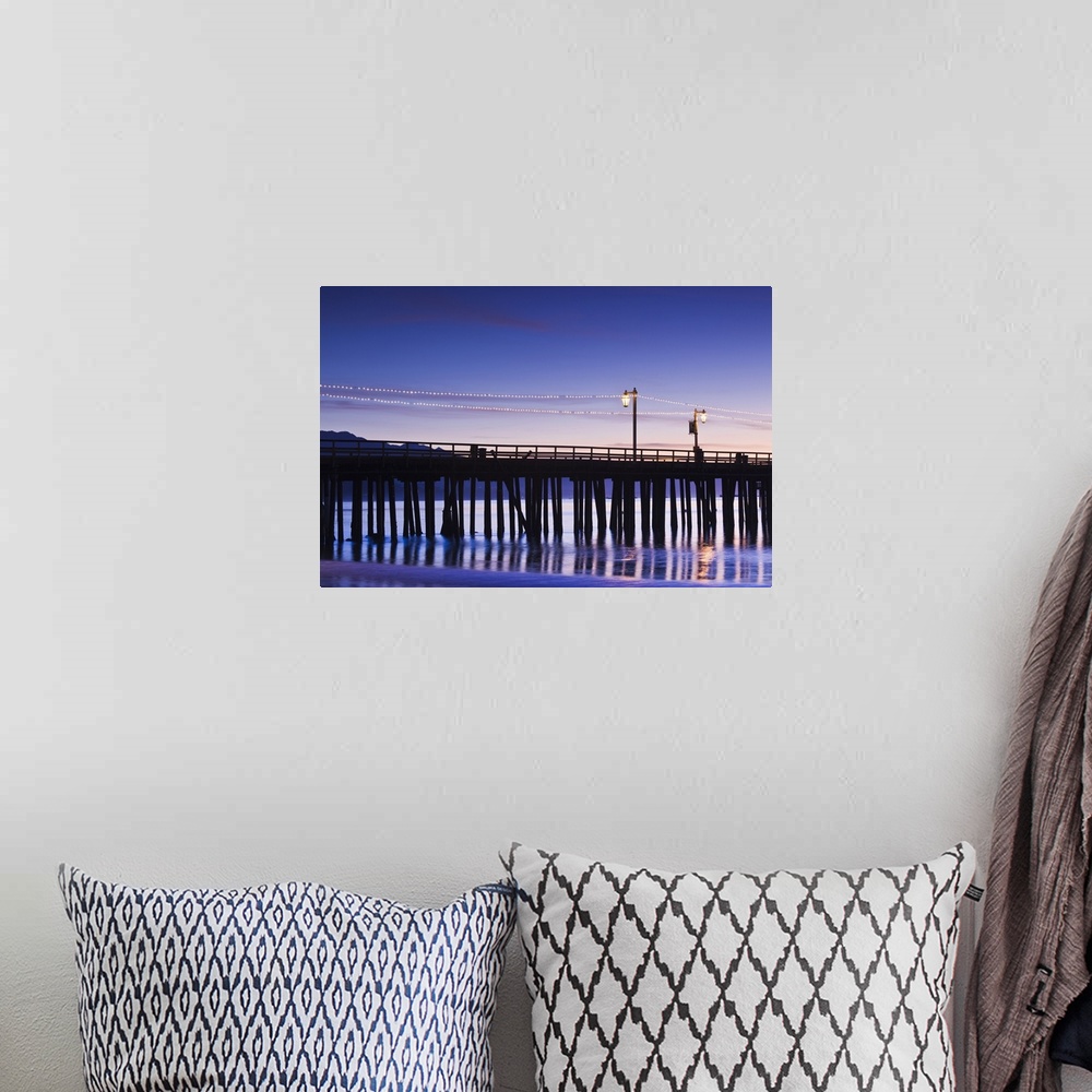 A bohemian room featuring USA, California, Southern California, Santa Barbara, Stearns Wharf, dawn
