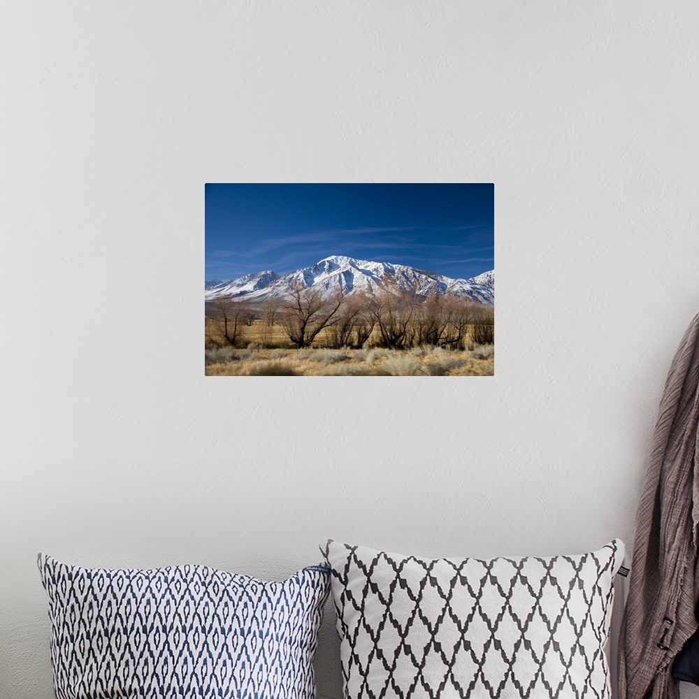 A bohemian room featuring California, USA. Stunning roadside views of snowcapped Sierra Nevada Mountains outside of Mammoth...