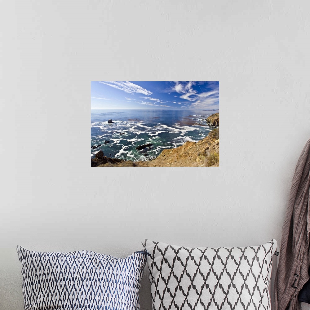 A bohemian room featuring View of ocean south of Carmel near Big Sur, California.