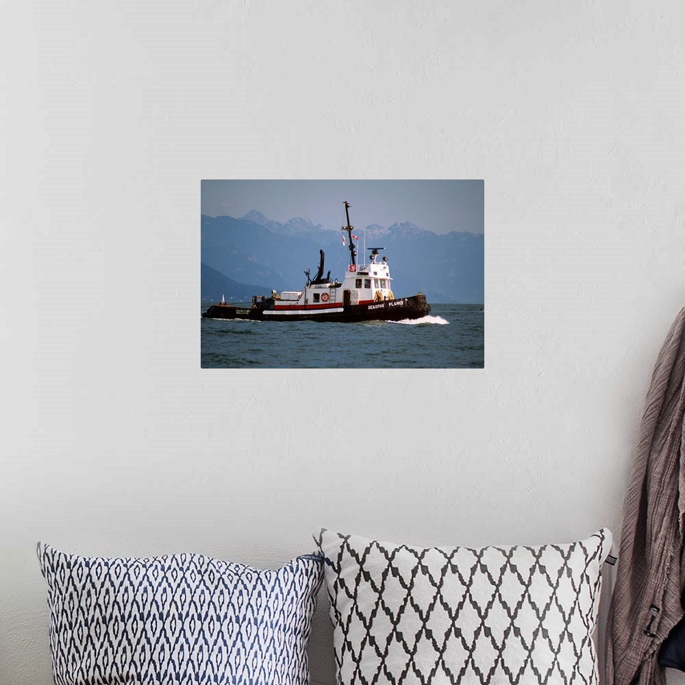 A bohemian room featuring A seagoing tugboat off Vancouver, British Columbia...sea, seagoing, ocean, tugboat, water, transp...