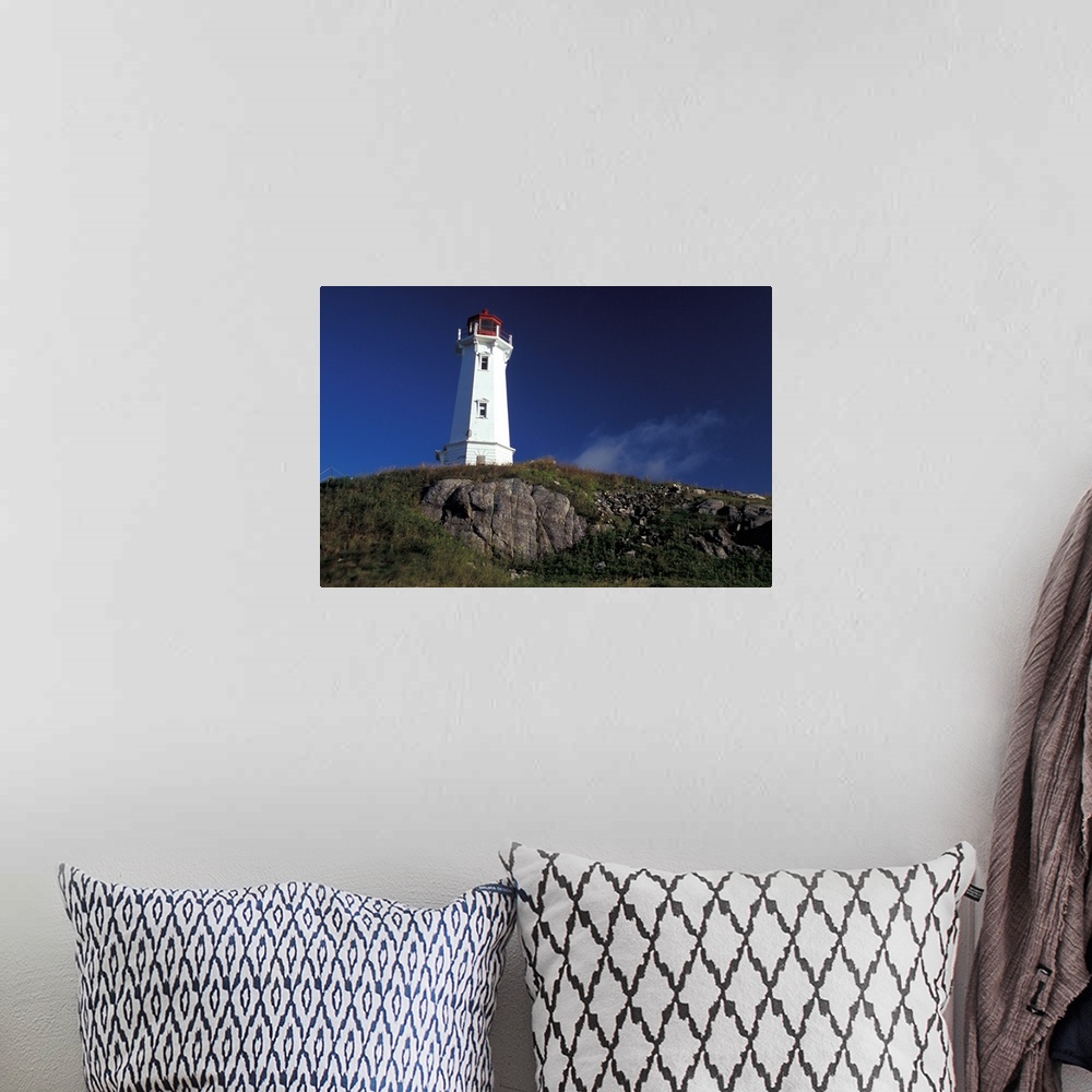 A bohemian room featuring North America, Canada, Nova Scotia, Cape Breton, Louisbourg lighthouse