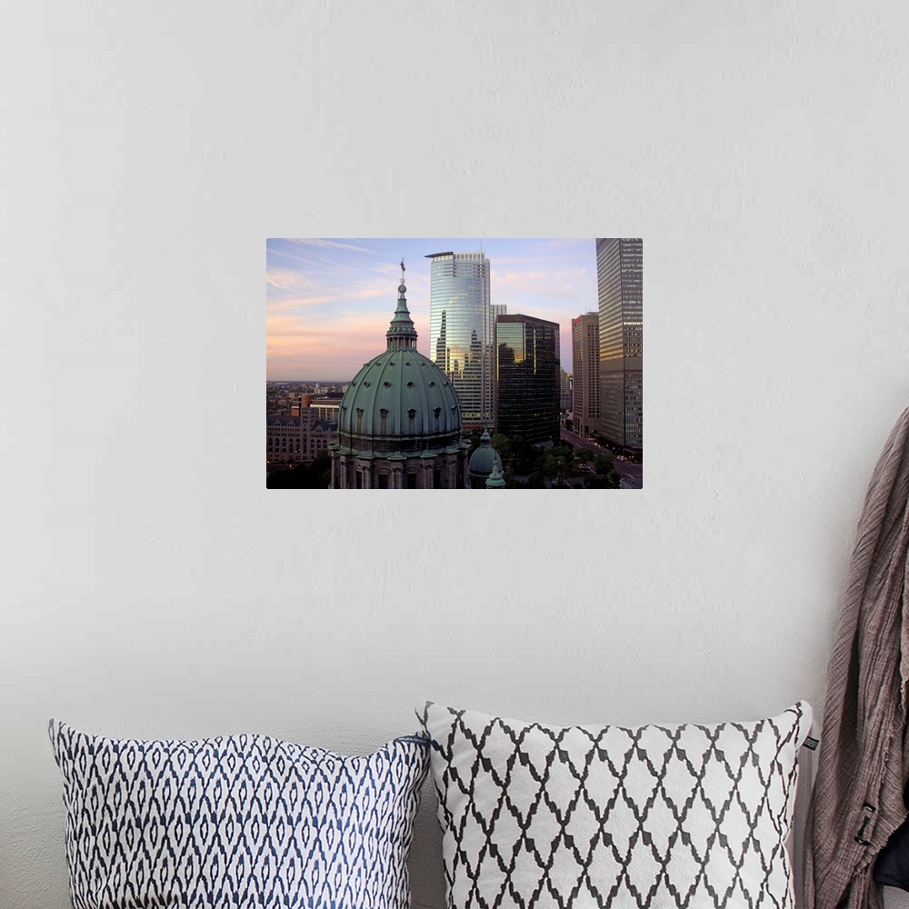 A bohemian room featuring Canada, Quebec, Montreal. Dawn reflection, Mary Queen of the World Cathedral dome (aka Cathedrale...