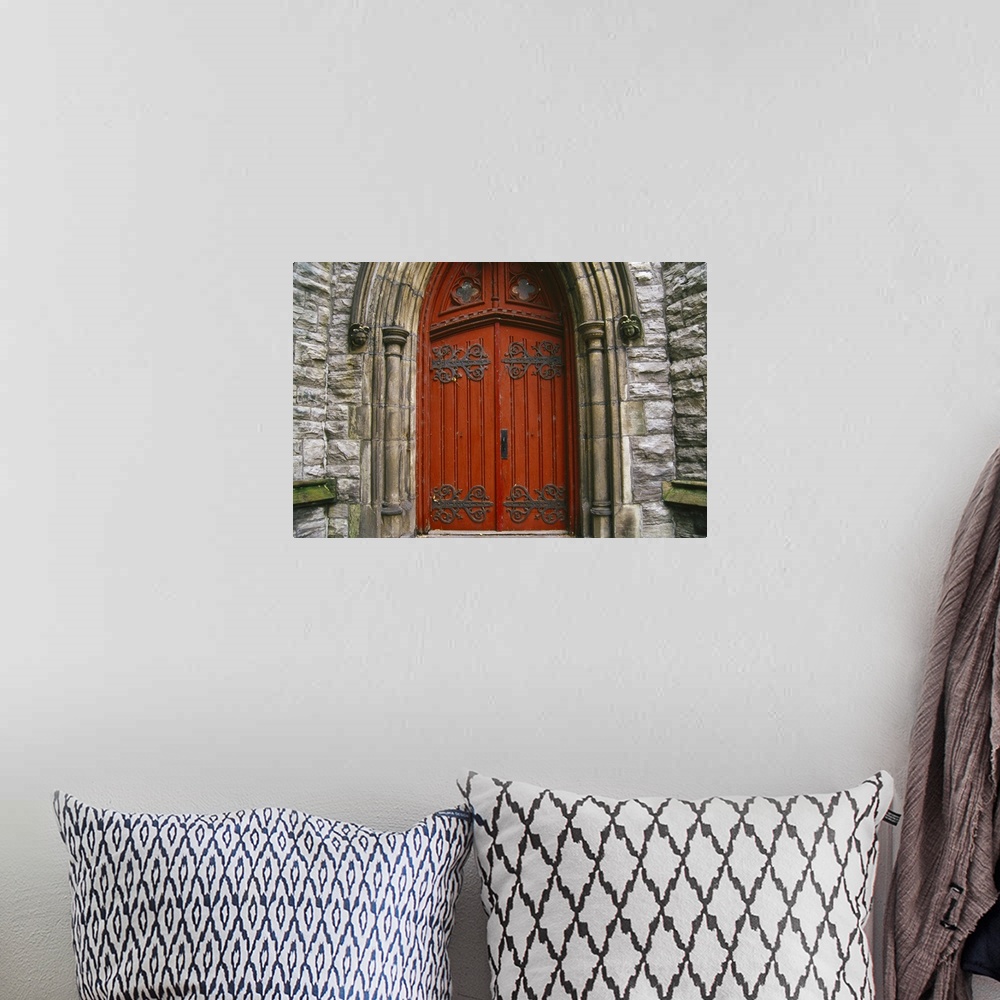 A bohemian room featuring Canada, Quebec, Montreal, St. George's Anglican Church or L'eglise St. George's, red door.