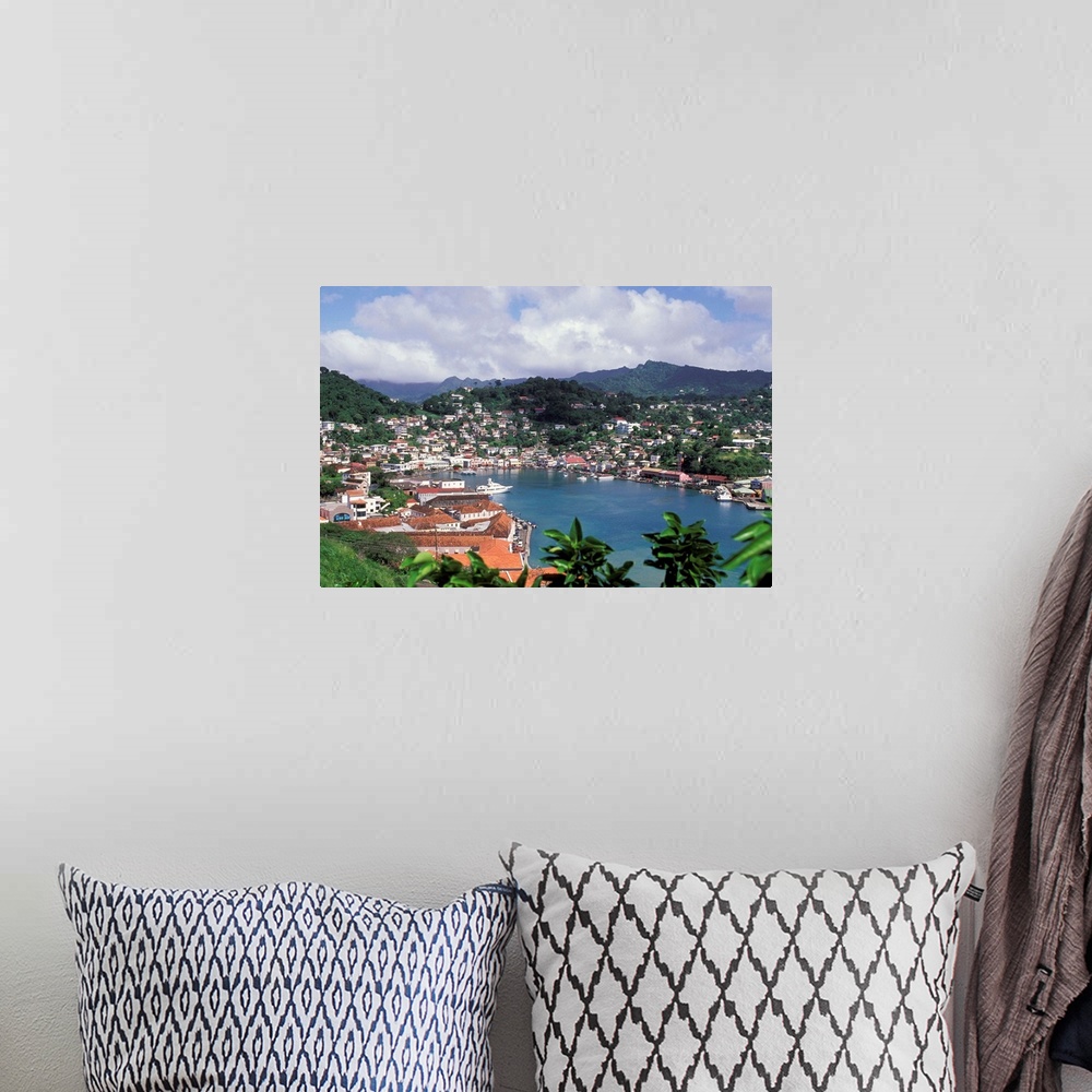 A bohemian room featuring Caribbean, Grenada. View of St. Georges, capital and main port of Grenada