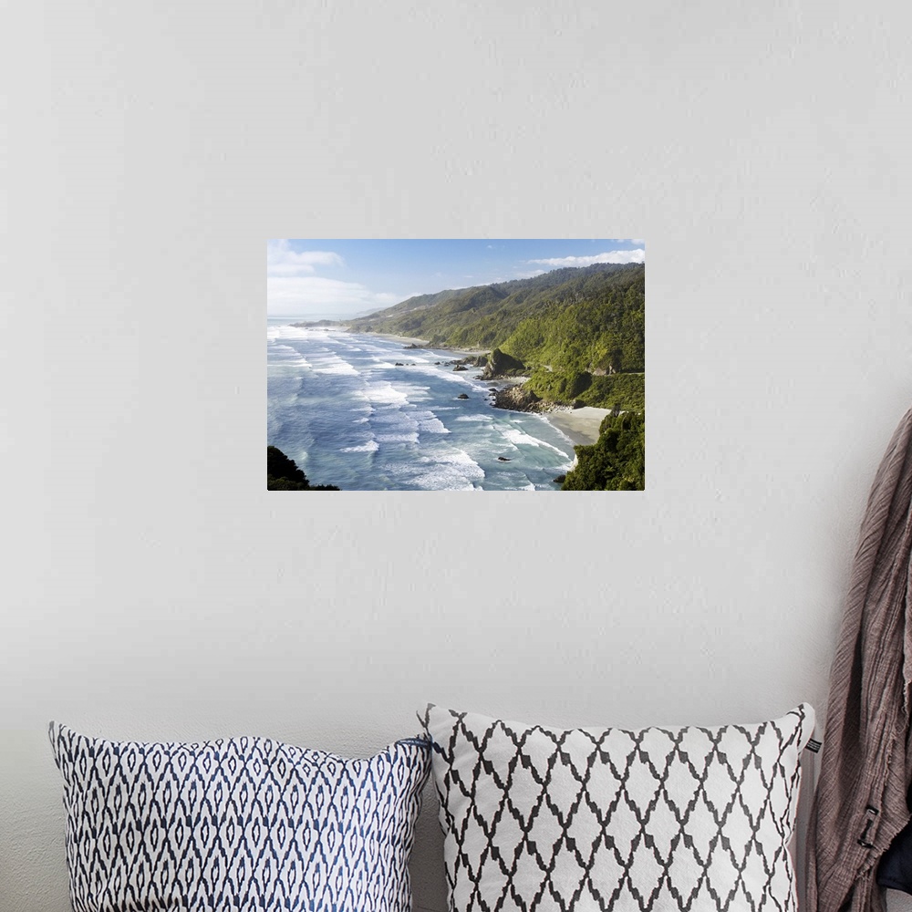 A bohemian room featuring Coastline north of Irimahuwhero Viewpoint, Paparoa National Park, West Coast, South Island, New Z...