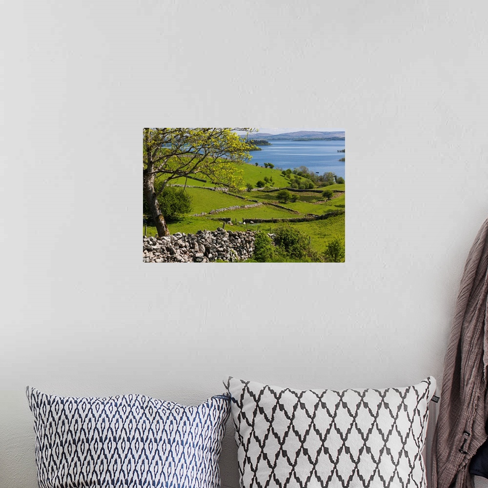 A bohemian room featuring Ireland, County Galway, Cong, elevated springtime landscape.
