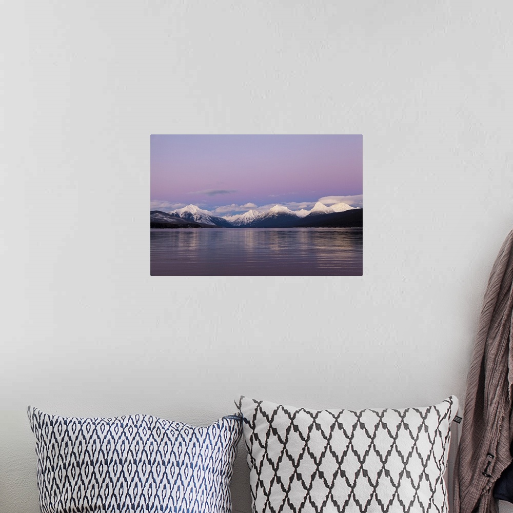 A bohemian room featuring Late winter light over Lake McDonald in Glacier National Park, Montana, USA