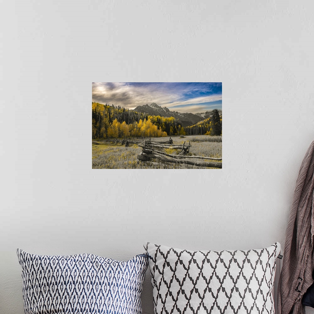 A bohemian room featuring Mount Sneffels. United States, Colorado.