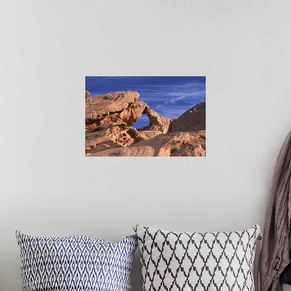 A bohemian room featuring North America, U.S., Nevada, Valley of Fire State Park. Arch Rock.