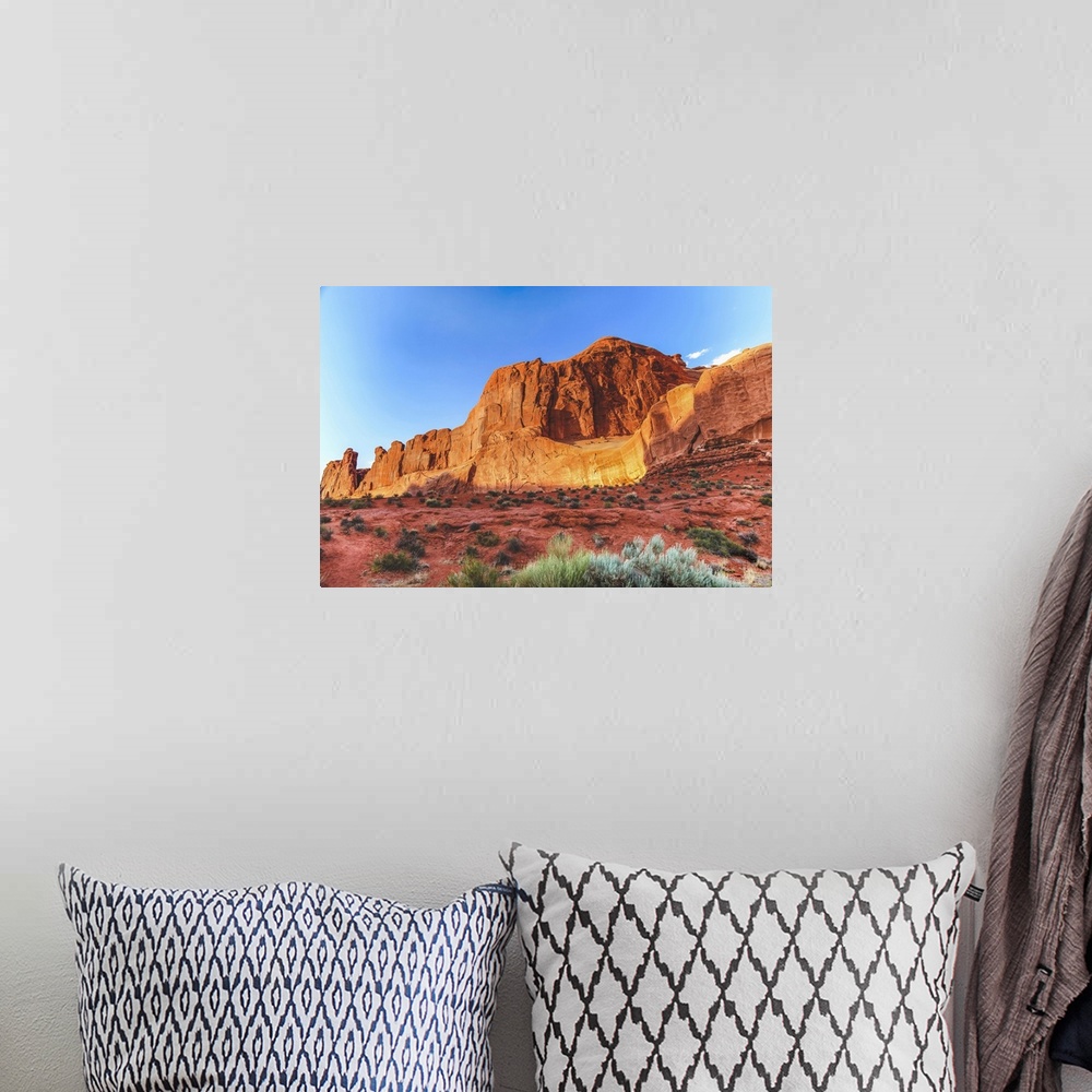 A bohemian room featuring Park Avenue Section, Arches National Park, Moab, Utah, USA. Classic sandstone walls, hoodoos and ...