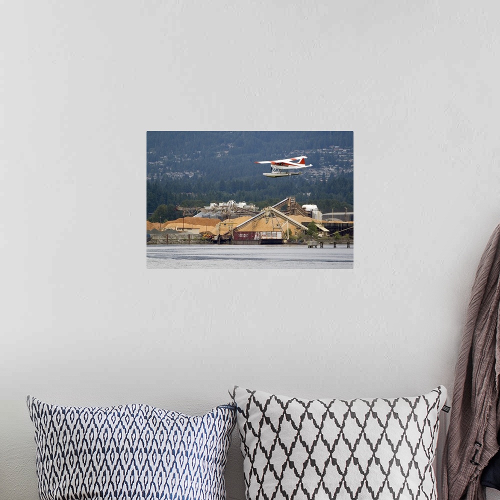 A bohemian room featuring Seaplane flying at Port Vancouver in British Columbia, Canada.