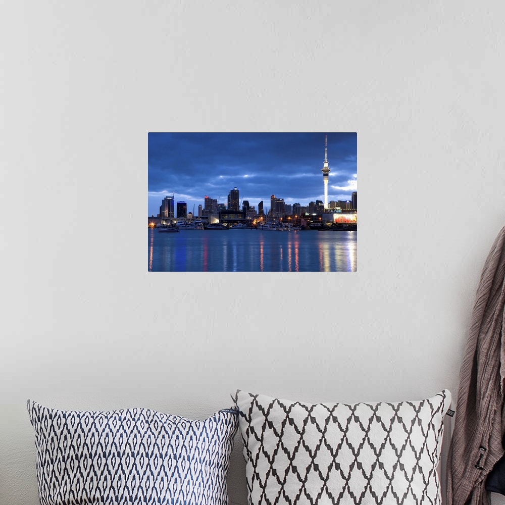 A bohemian room featuring Skytower and Auckland CBD at Dawn, St Marys Bay, Auckland, North Island, New Zealand