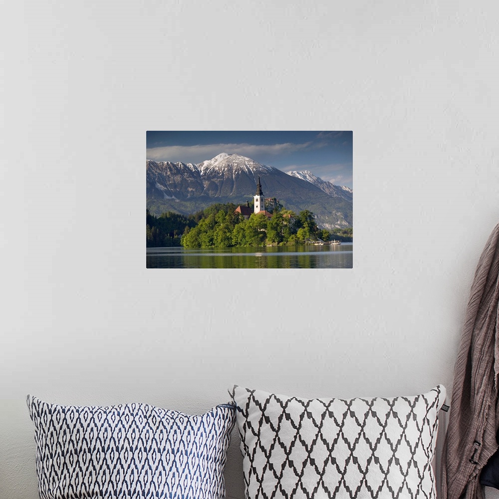 A bohemian room featuring SLOVENIA-GORENJSKA-Bled:.Lake Bled Island Church