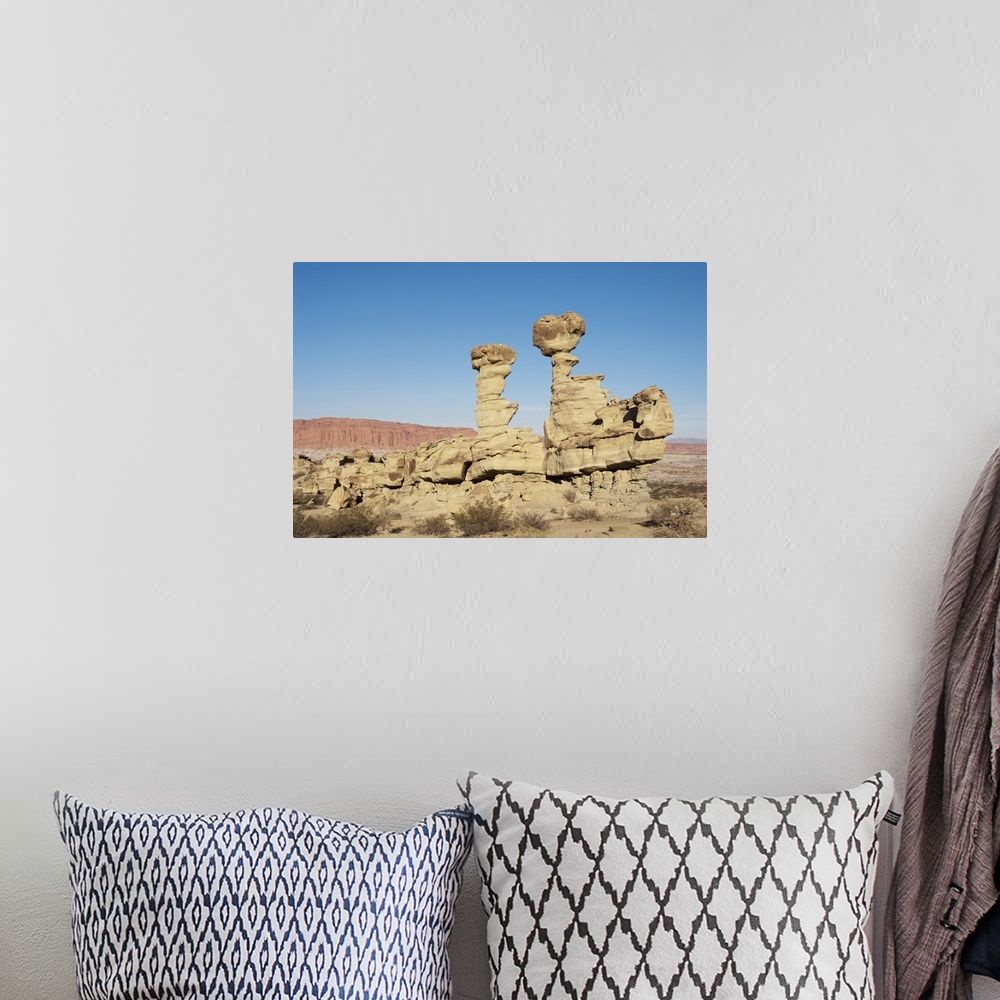 A bohemian room featuring Argentina Province San Juan, "submarine" stone formation in National Park Moon Valley, Valle de l...