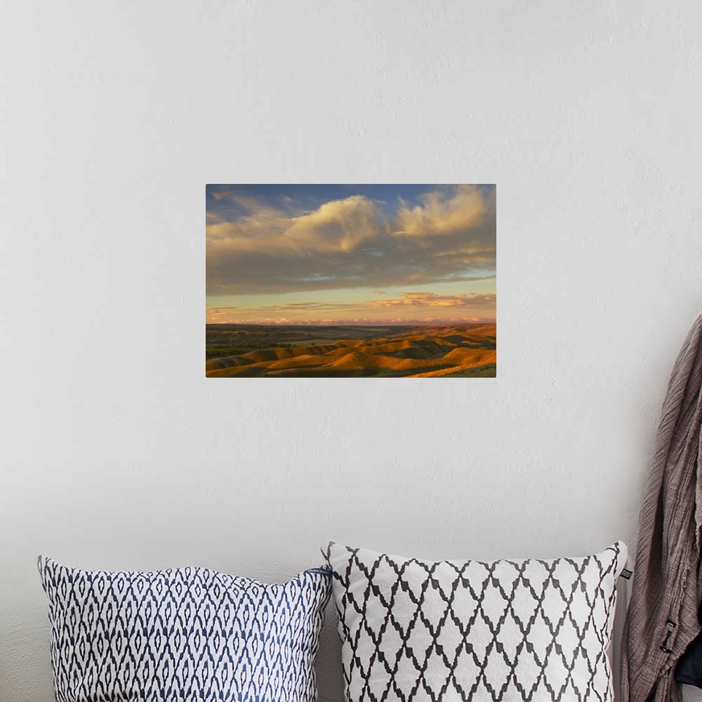 A bohemian room featuring Sunrise clouds over Marias River State Park near Etheridge, Montana, USA