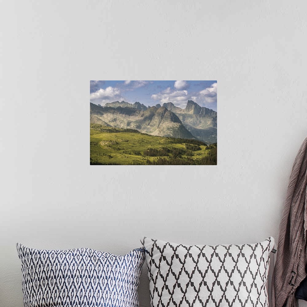 A bohemian room featuring USA, Colorado, San Juan Mountains. Mountain and valley landscape. United States, Colorado.