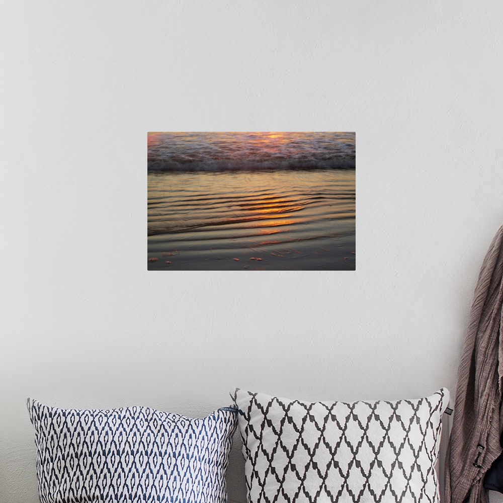 A bohemian room featuring USA, Georgia, Tybee Island, Sunrise With Ripples In The Sand