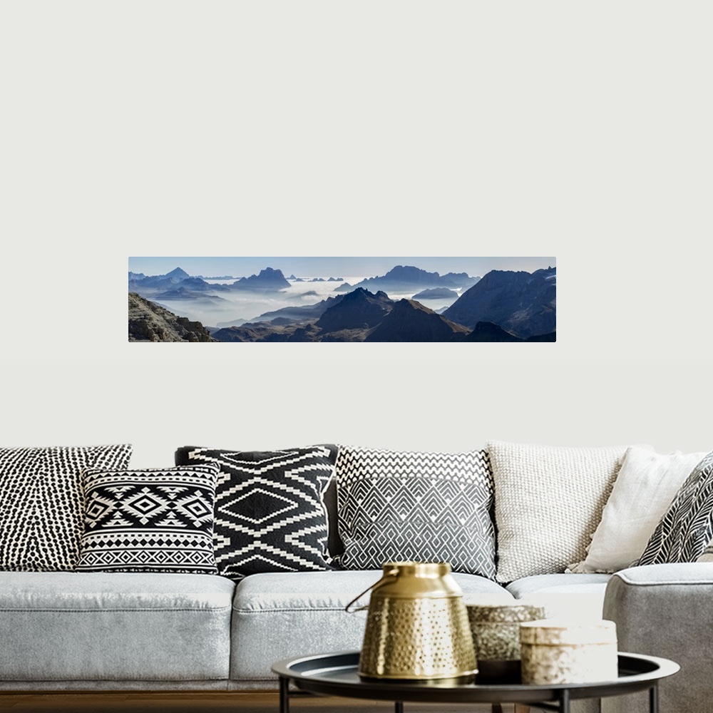 A bohemian room featuring View Towards Antelao, Pelmo, Civetta Seen From Sella Mountain Range, Dolomites, Italy