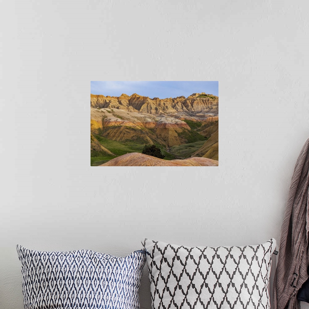 A bohemian room featuring Yellow Mounds Overlook in Badlands National Park, South Dakota, USA.